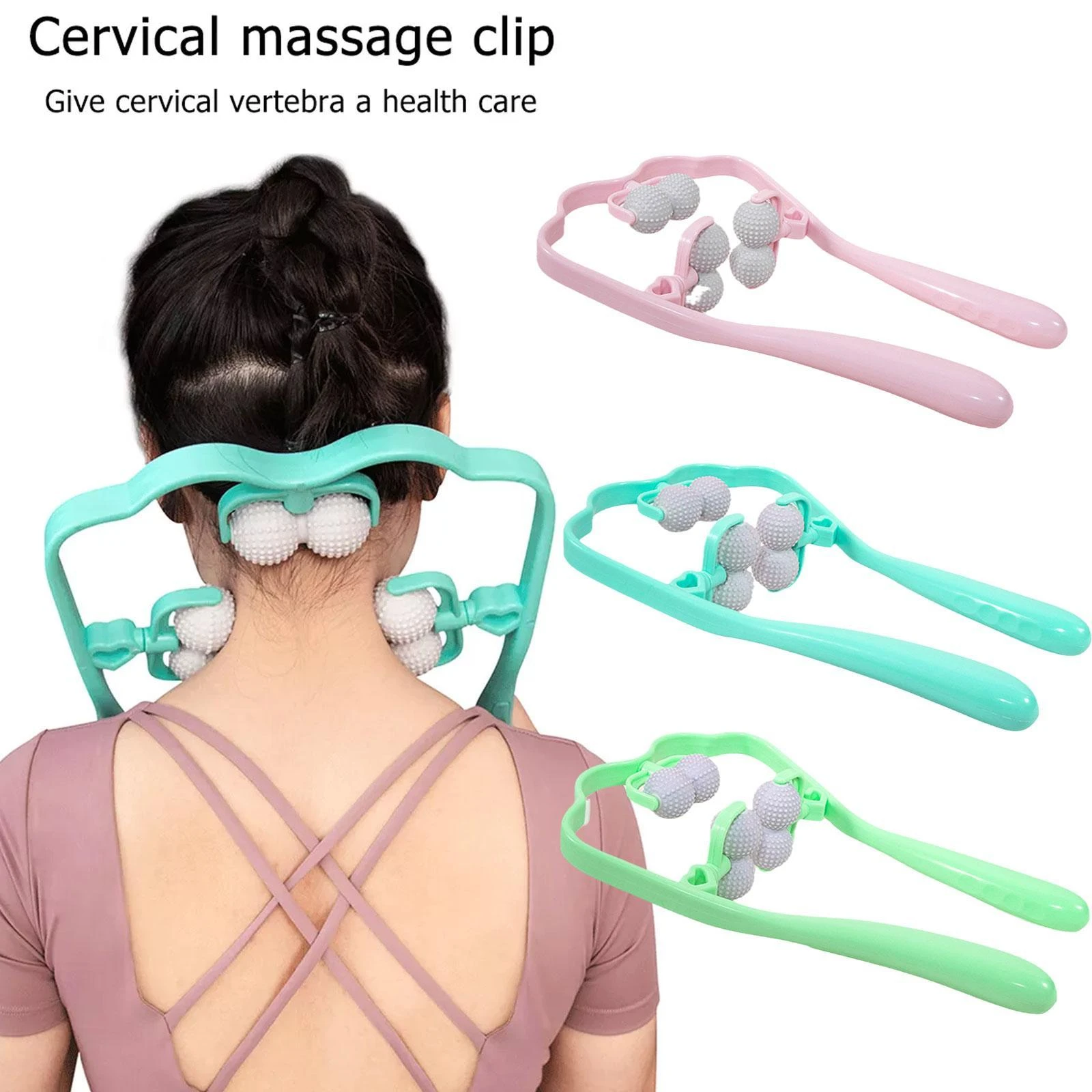 Neck Massager Therapy Dual Pressure Roller Relieve Massage Hand Self Massage Deep Point Tool