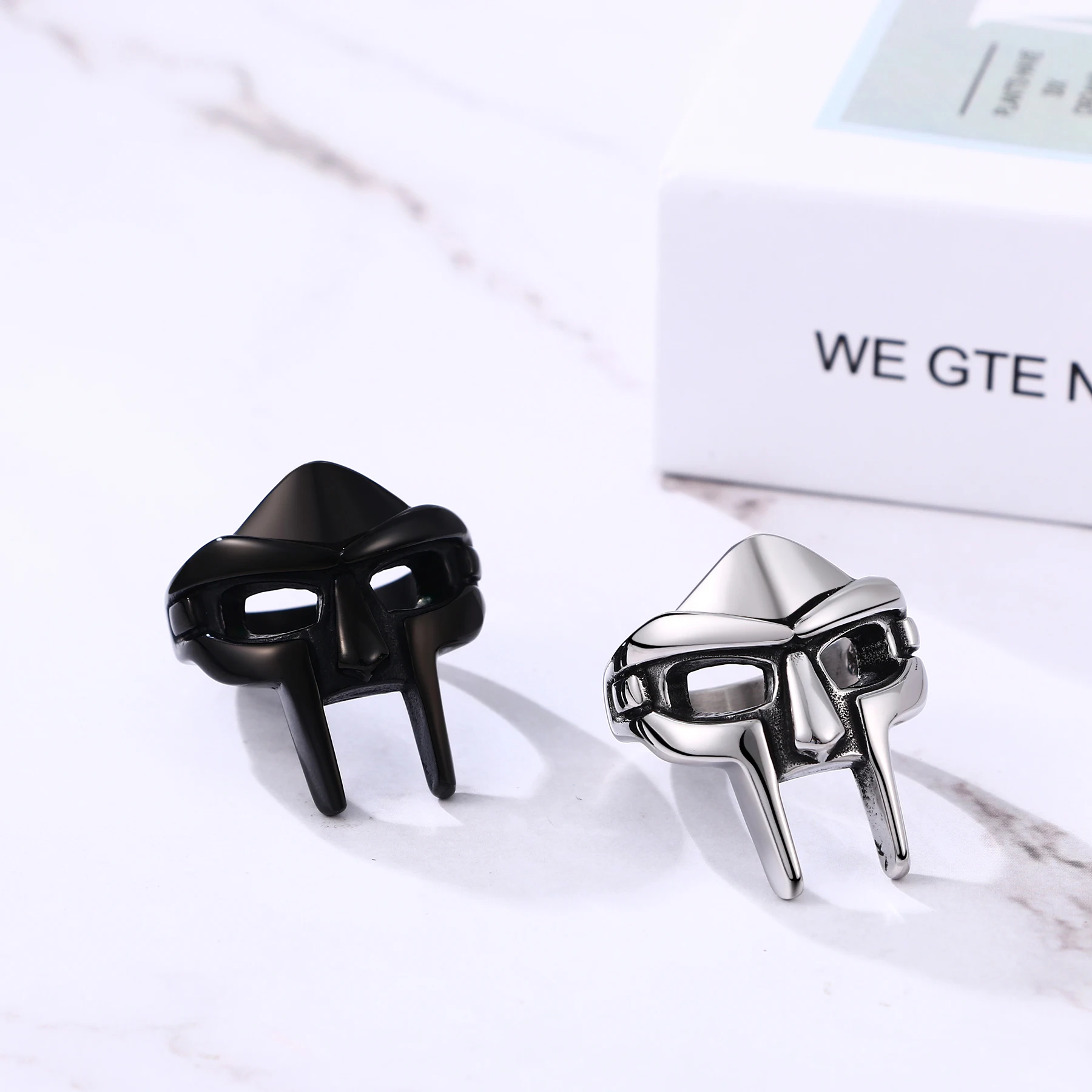 Boniskiss Classic Spartan Mask Warrior Ring For Men Helmet Nordic Pagan Viking Totem Mask Amuleto Ring Biker Band Party Jewelry