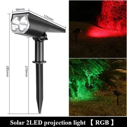 Solar - Powered RGB Color - Changing Outdoor Spotlights - Waterproof 2 - in - 1 Landscape & Wall Lamp (2led - Colorful Light)