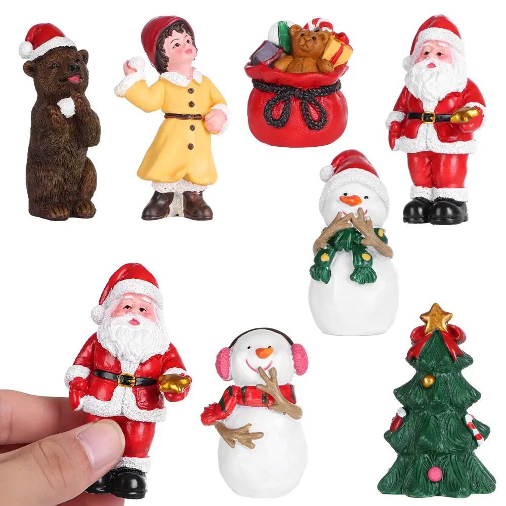 

Santa Claus Snowmen Bear Fairy Garden Decor Christmas Miniatures Figurines Doll House Desktop Ornament Micro Landscape