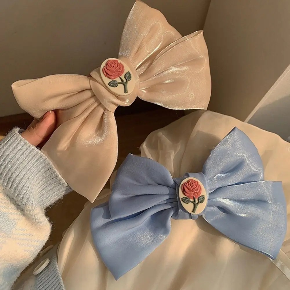

Clips Princess Hair Clips Fashion Headwear Rose Flower Mesh Women Hair Clips Bow Spring Clips Korean Hairgrip Ponytail Holder