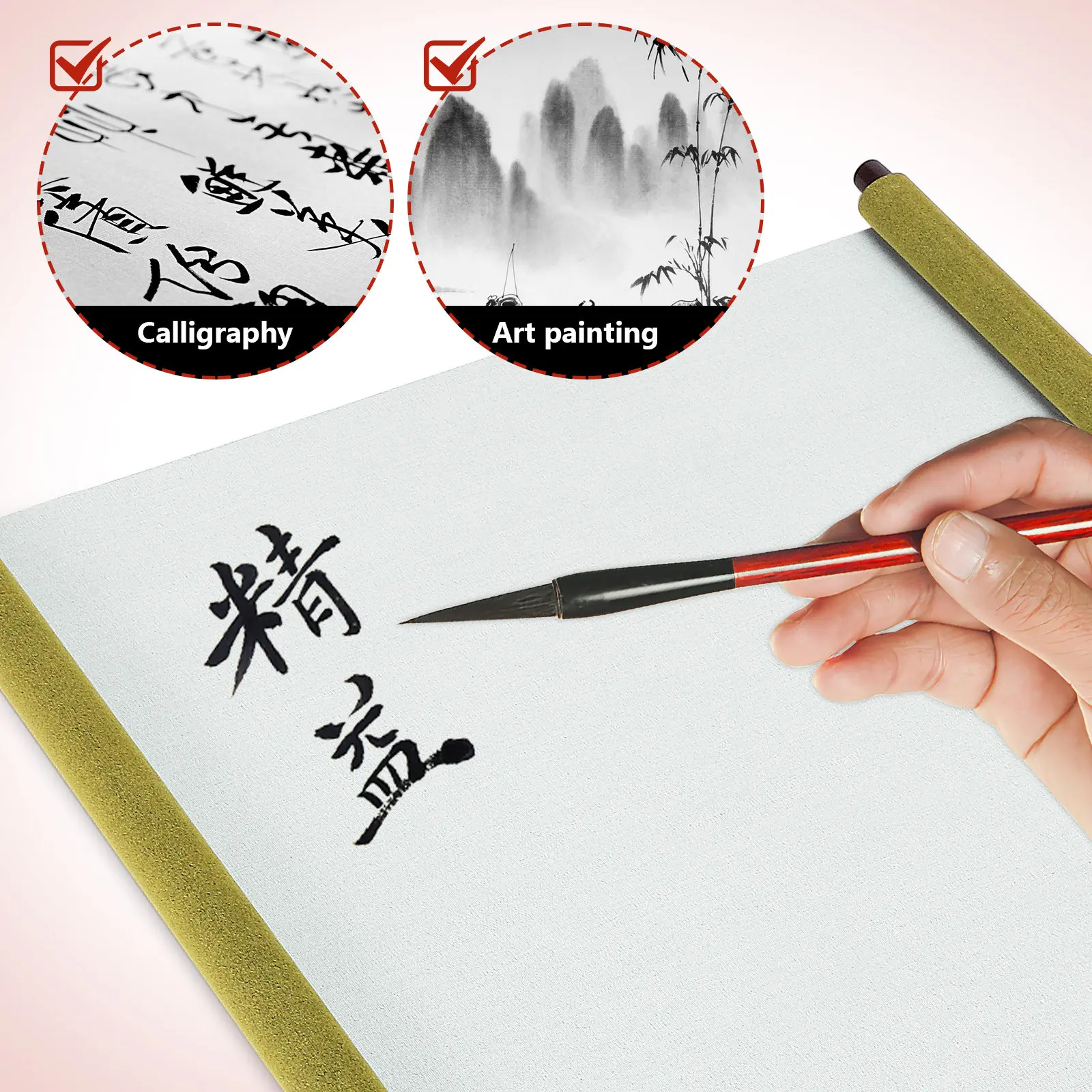 물로 쓰는 천 스크롤, 서예 연습용 빈 스크롤, 중국화 재사용 가능 친환경 휴대용 예술 작품