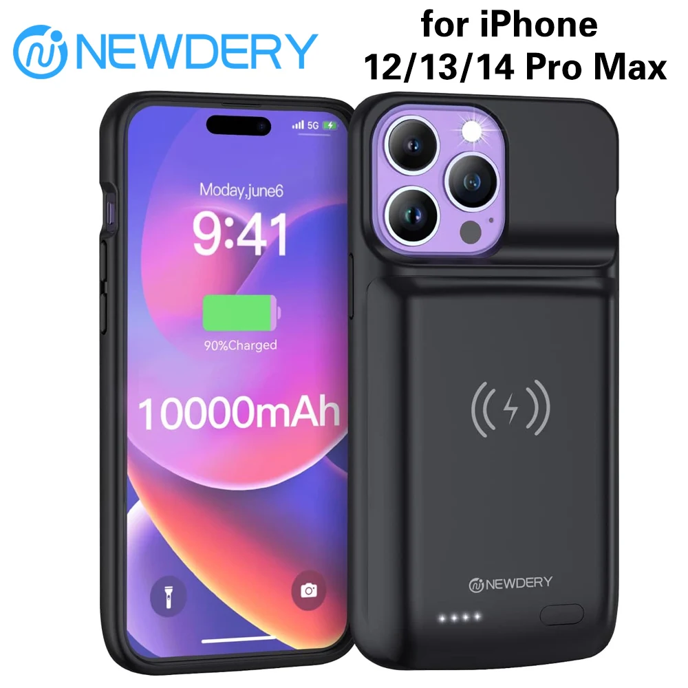 NEWDERY Akku-Ladegerät-Hülle für iPhone 13 Pro Max 10000 mAh, kabelloses  Laden, Powerbank-Hülle für iPhone 12 14 Pro Max PowerCase - AliExpress, image size:1000x1000