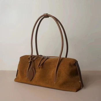 Suede Cow Leather Hot Sale Chic Tassel Design Women Armpit Shoulder Bag Caramel Coffee Color High-end Women Handbag Winter