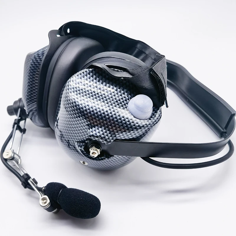 ‎H41-CF Carbon Fiber Aviation Helicopter Headphone Active Noise Cancelling Behind Head Headset for Motorola CP040 EP450 Radio