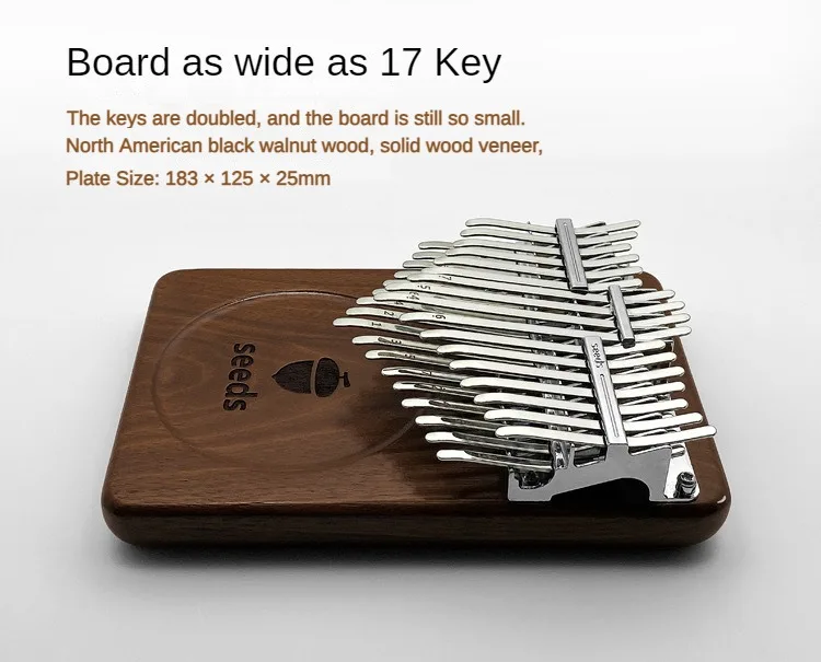 Seeds Chromatic Kalimba 34 Key C Tone Black Walnut Double Layer