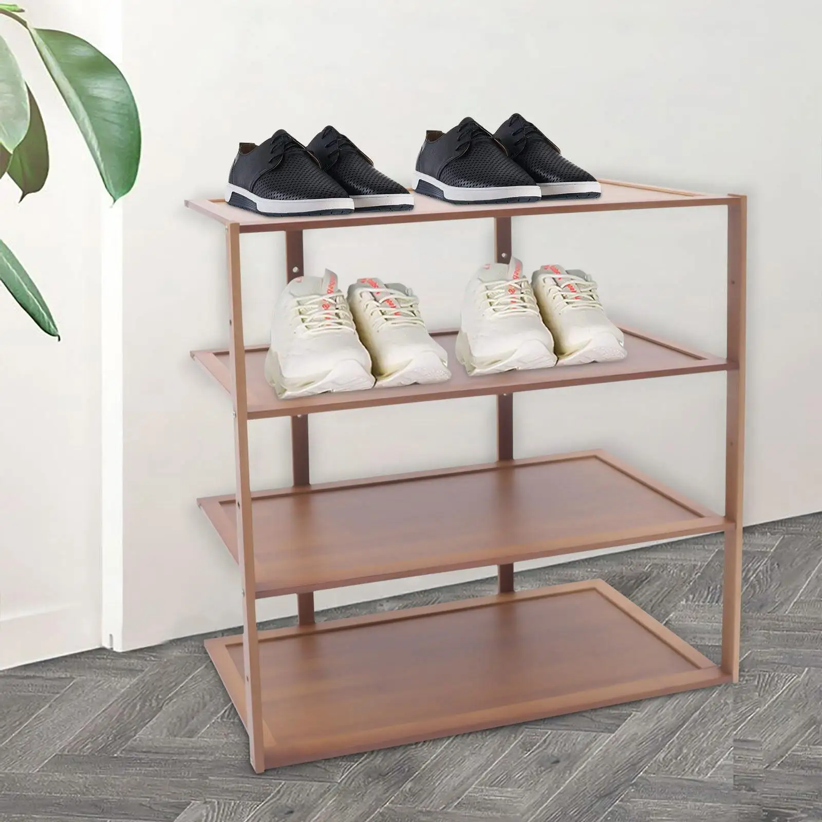 

4 Tier Shoe Rack Natural Bamboo Wooden Organizer Stand Storage Shelf Unit Hallway Entryway Shoe Organizer Save Space Durable