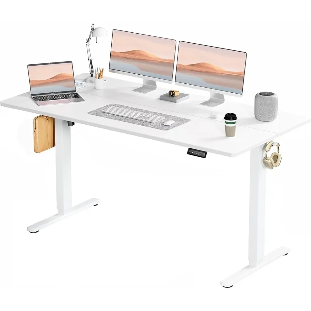 Standing Desk L Shaped Desk Table 63x24 Inch Ergonomic Rising Desks for Work Office Home White Gaming Pc Setup Accessories Room