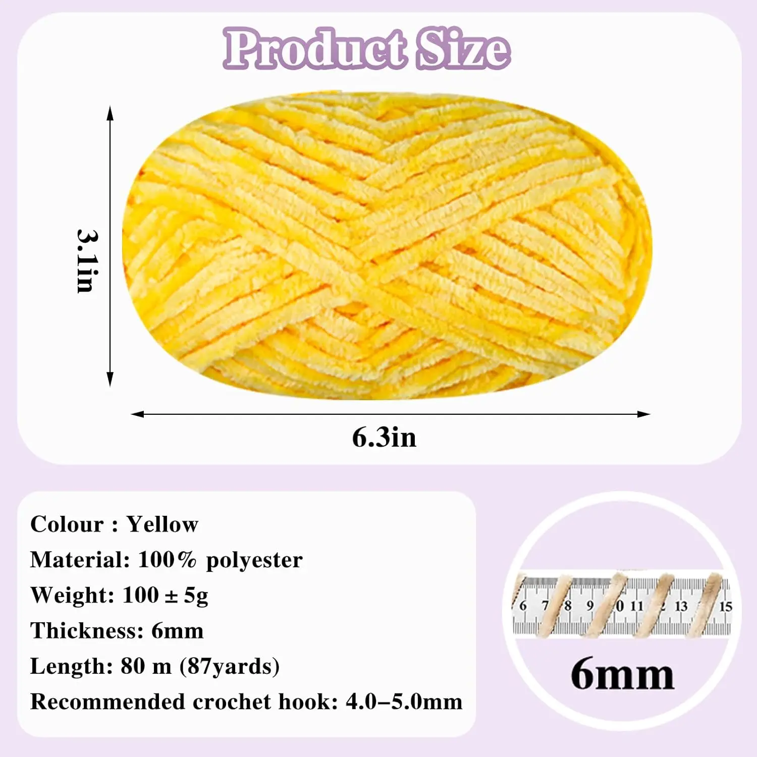 100g/ball Chenille Velvet Yarn Knitting Thick Warm Crochet Knitting Fluffy Yarns for DIY Blanket Bag Hat Scarve Clothe Gloves 2