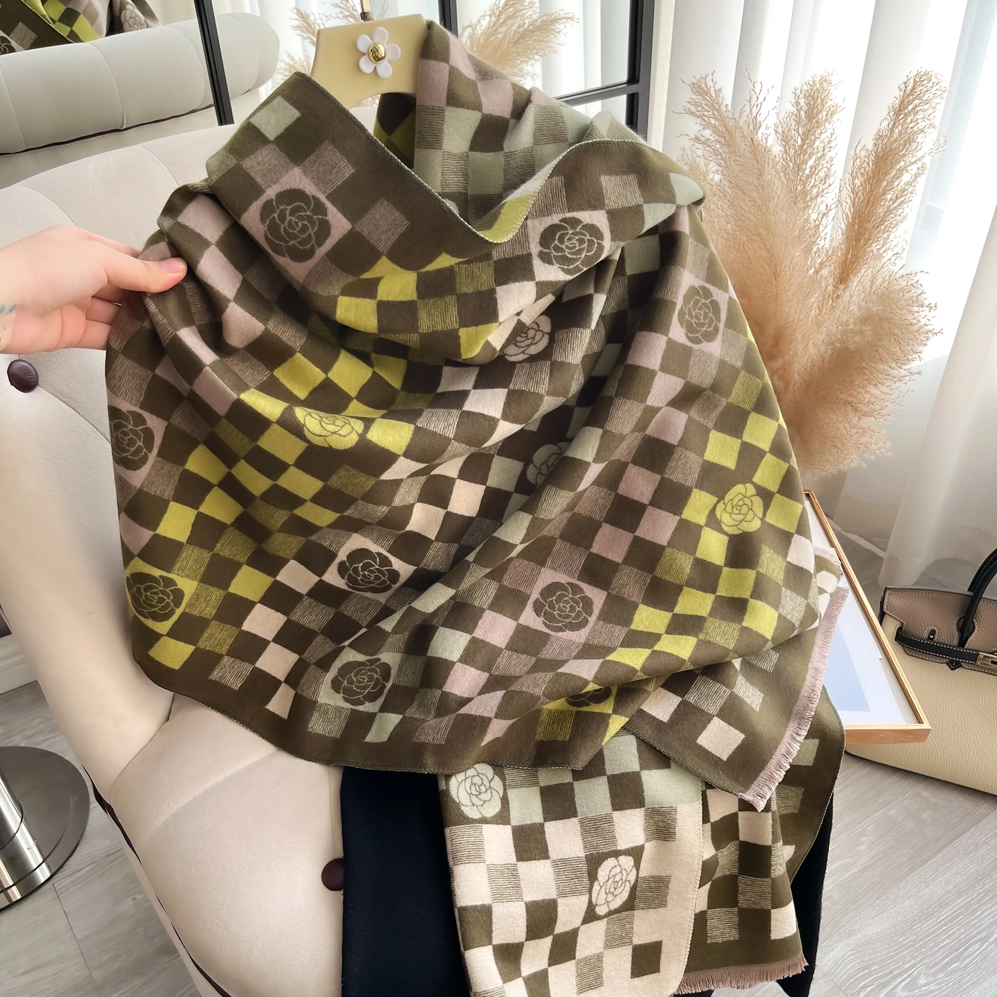 2024 nuova sciarpa autunnale donna inverno caldo sciarpe di Cashmere ragazze dolce morbido scialle di Pashmina scialli da sole all'aperto 5