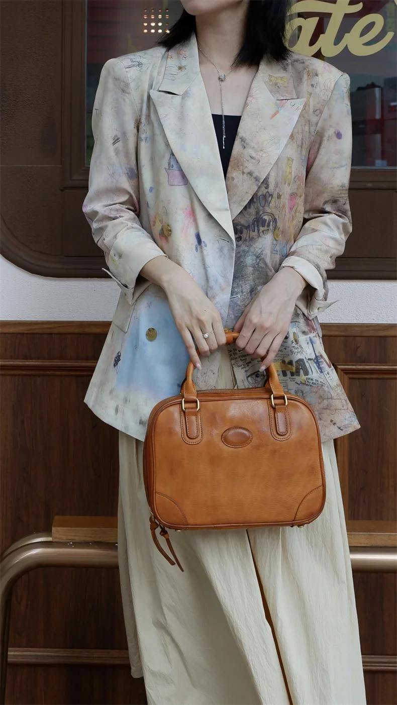 PNDME Vintage Luxus handgefertigte kleine Damenhandtasche aus echtem Leder, lässige Outdoor-Party-Umhängetasche aus Rindsleder – Detail 9