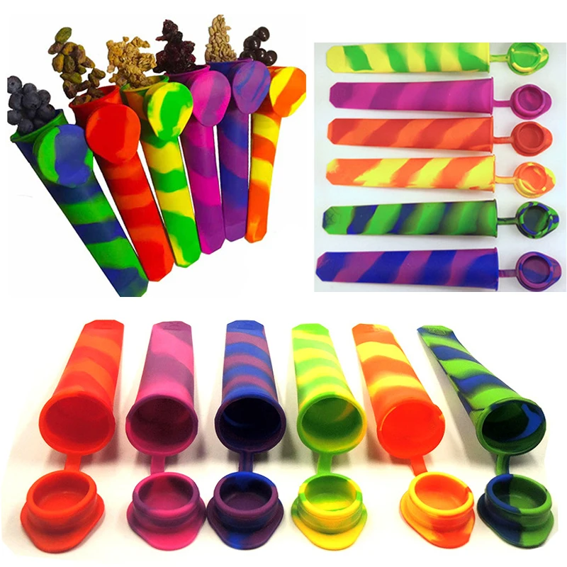 Rainbow silicone ice tube mold Push up frozen stick cream pop yogurt jelly lolly maker 2pc