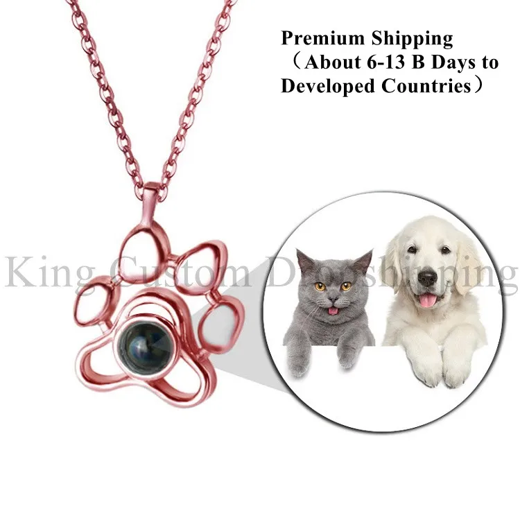 Dog Paw Projection Necklace Custom Photo Memory Pet Special Gift Is