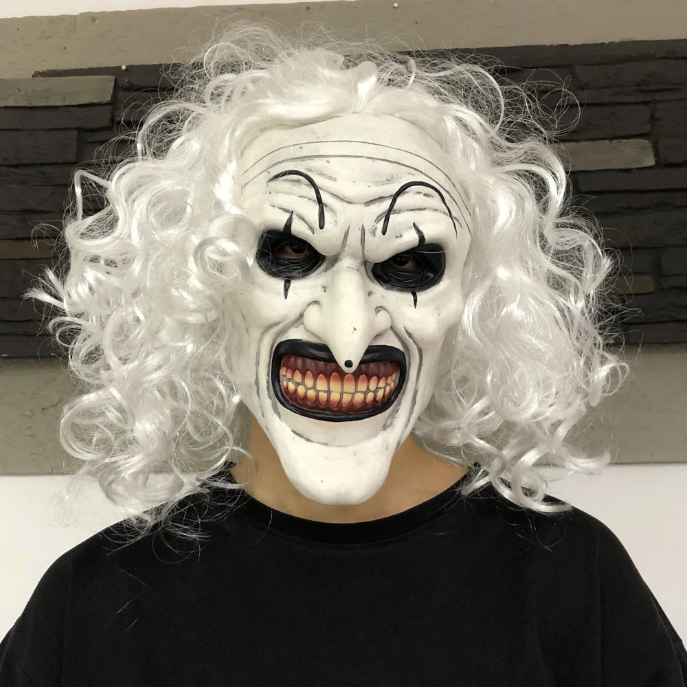 

Terrifier 3 Art The Clown Mask Cosplay Horror Joker Killer Skull Latex Helmet Halloween Carnival Purim Party Costume Props