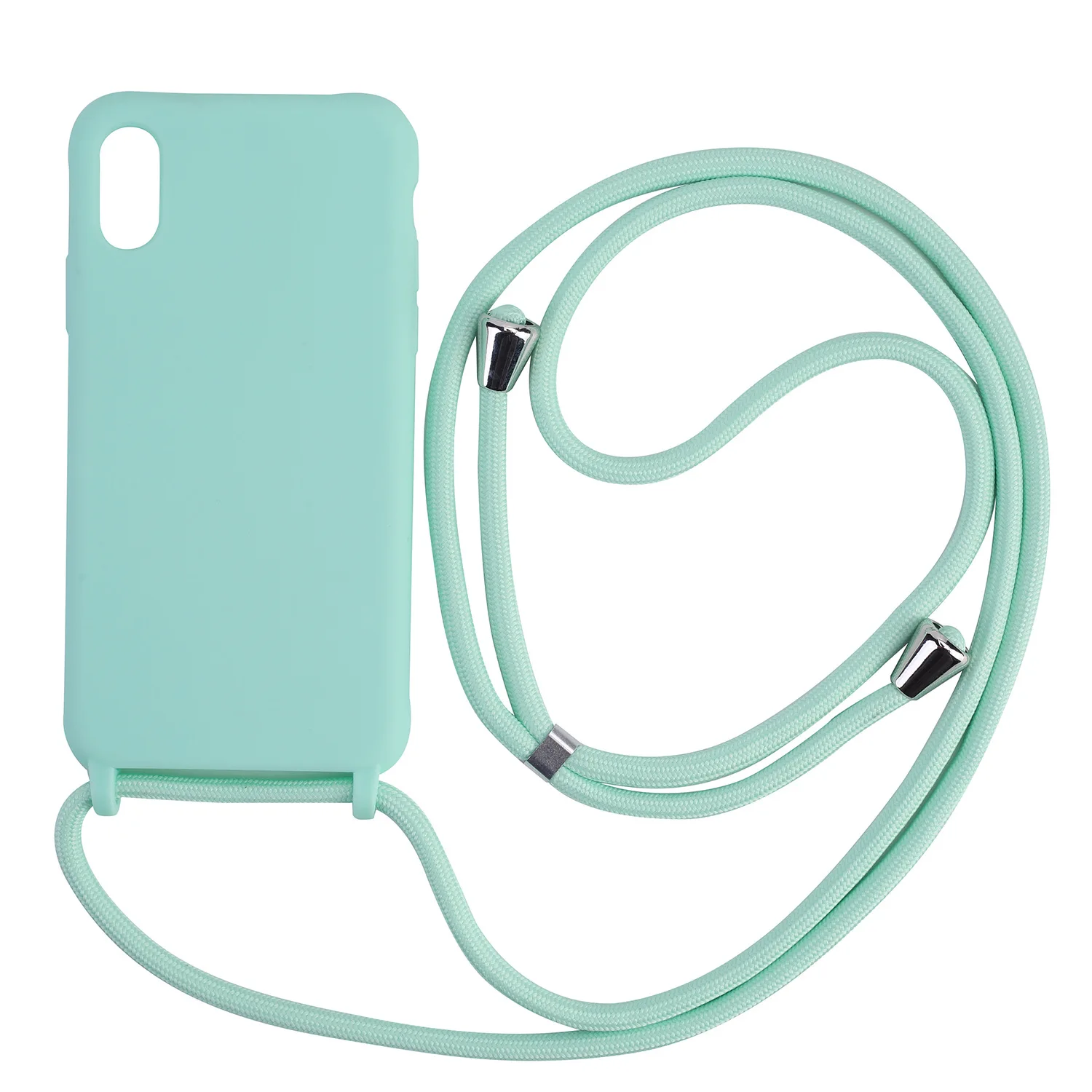 Minimalist Silicone Crossbody Case with Adjustable Rope Lanyard