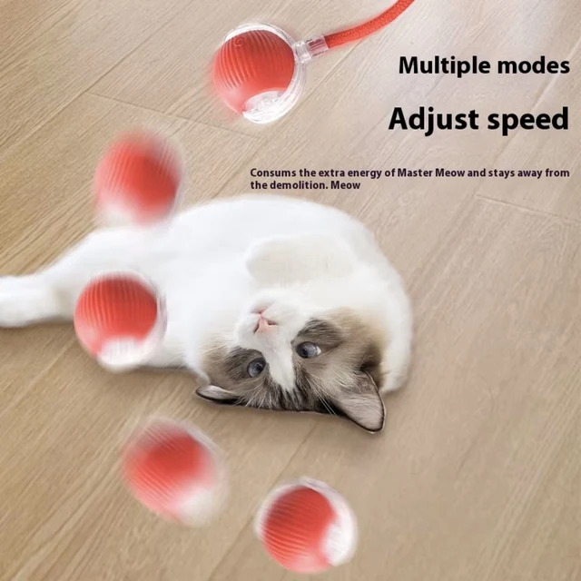 Cat Interactive Ball Toys Automatic Rolling Ball Faux Tail Rechargeable Smart Pet Electronic Toy Dog Cat Training Imitate Mouse 5