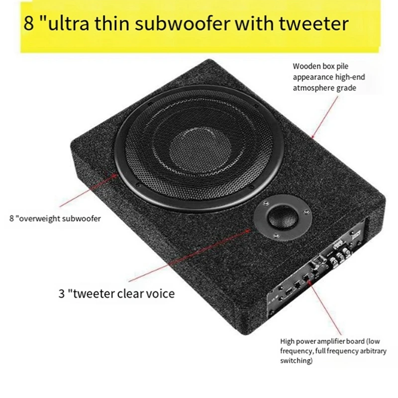 1 pezzo di modifica del sedile ultrasottile Subwoofer da 600W 12V sistema Audio per auto dedicato