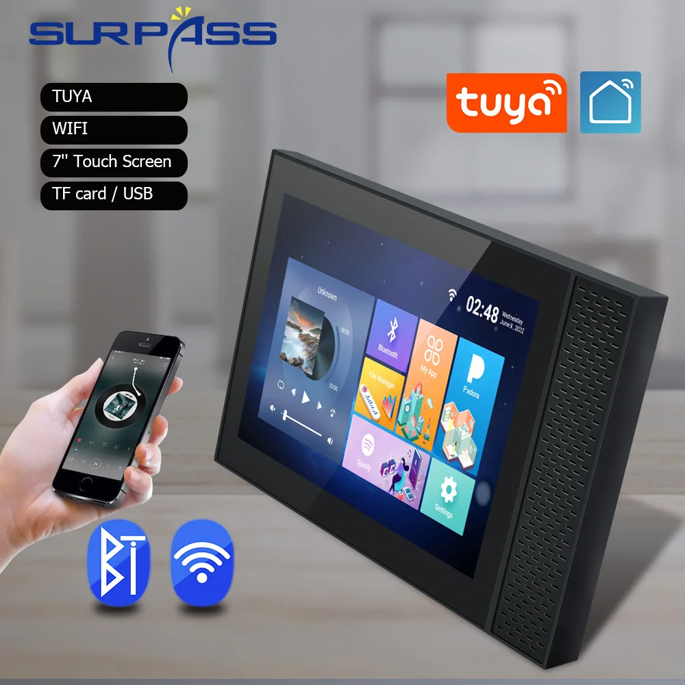 Bluetooth Wireless WiFi Built TUYA Application Android 8.1 Smart Home Control with RS485 Port Indoor Wall Amplifier Touch Screen