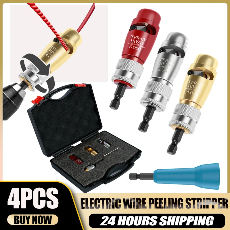 Electric Wire Stripper and Twister Portable Wire Stripper Tool Adjustable Electric Cable Peeler Drill Powered Wire Stripping