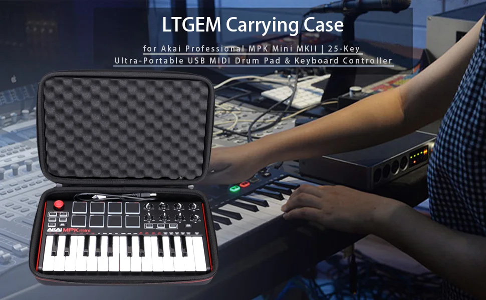 Hard Carrying Case for Akai MPK Mini MK2/3 and MPK Mini Play/m vave smk 25 MIDI Keyboard Controller Storage Bag(Only Case)