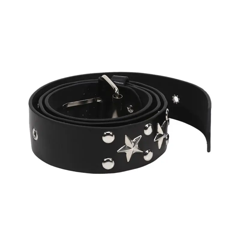 Punk Style Studded Belt Women Y2K Belt Metal Punk Rock Style Rivet Faux Leather Belts With Cross Rivet For Jeans Pants