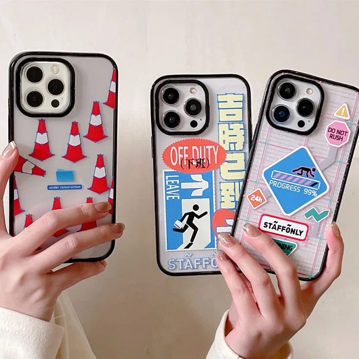 

2.0 Version Acrylic Upgrade Border Traffic Sign Phone Case Cover for IPhone 11 12 13 14 15 Pro Max Case for IPhone 15 Pro Max