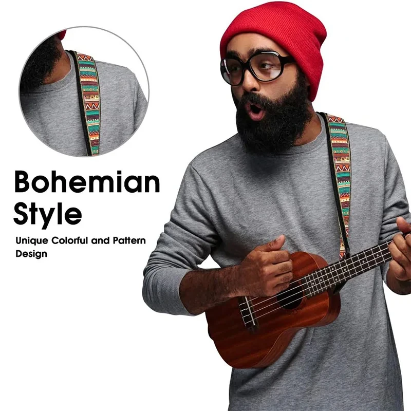 Miwayer Ethno-Stil Ukulele Gurt langlebig verstellbar Clip-On Hawaii Gitarren gürtel Schlinge Instrument Gitarre Zubehör – Detail 9