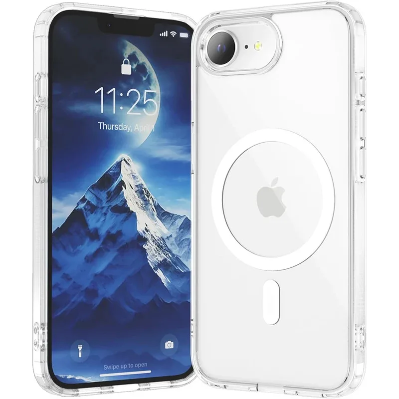 Enhanced Magnetic Hybrid Shockproof Clear Case with Silicone Shell