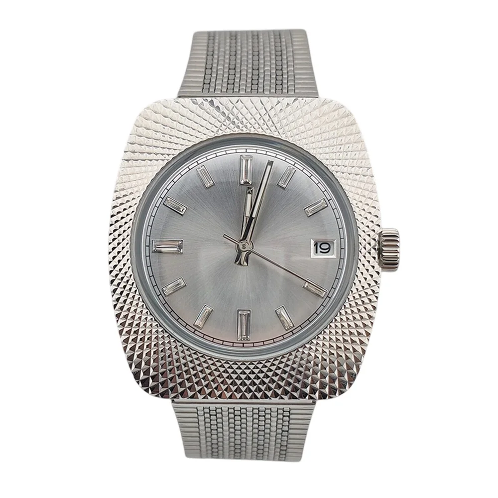 New Men's Watch with Metal Texture 36.5mm Stainless Steel Acrylic Glass Waterproof Case 28.5mm dial fit Automatic Movement