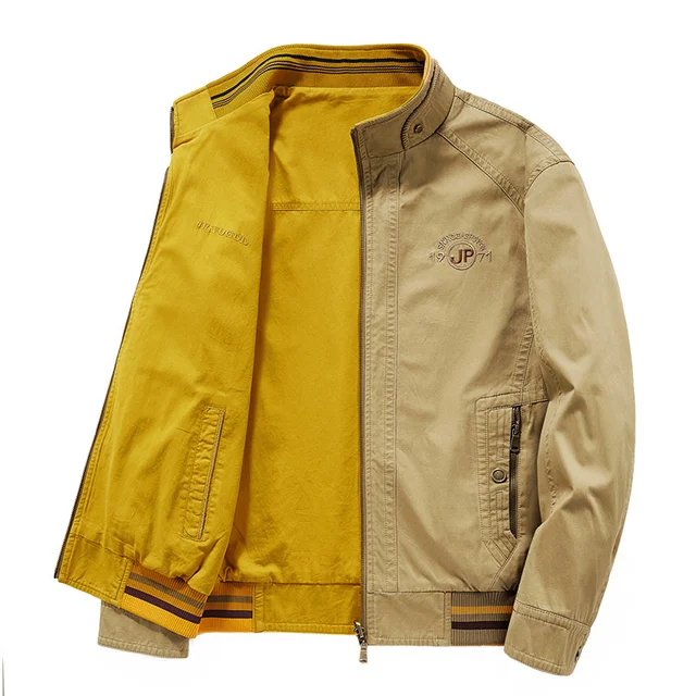 Men's Bomber Jackets Business Casual Coat Loose Large Size Clothing Sport Stand Collar Double