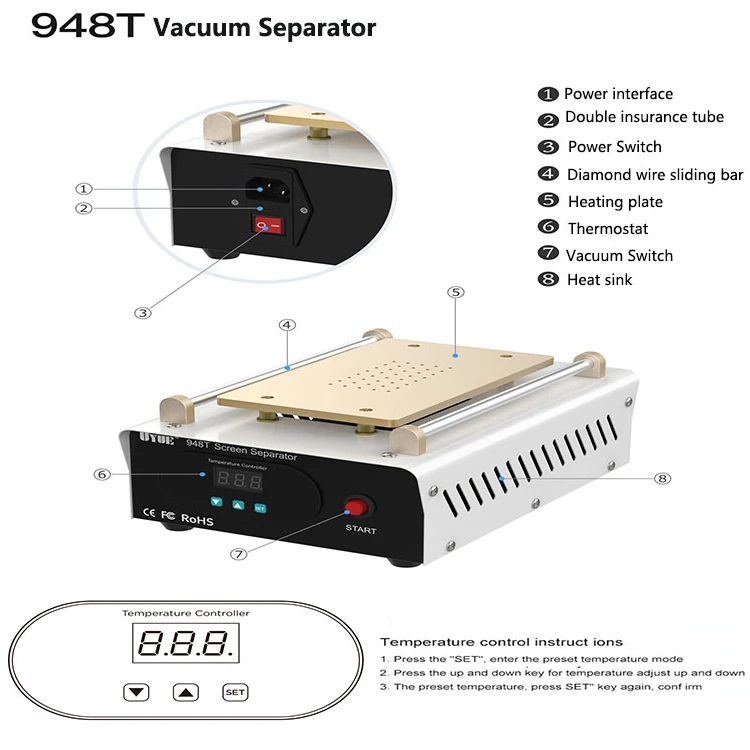 Built-in Vacuum Pump Mobile Phone 7inch Touch Screen Separator Machines Smartphone Repair Tool