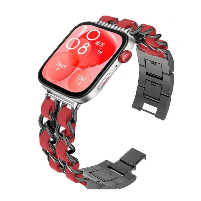 Exquisite Metal and Leather Replacement Bracelet Strap