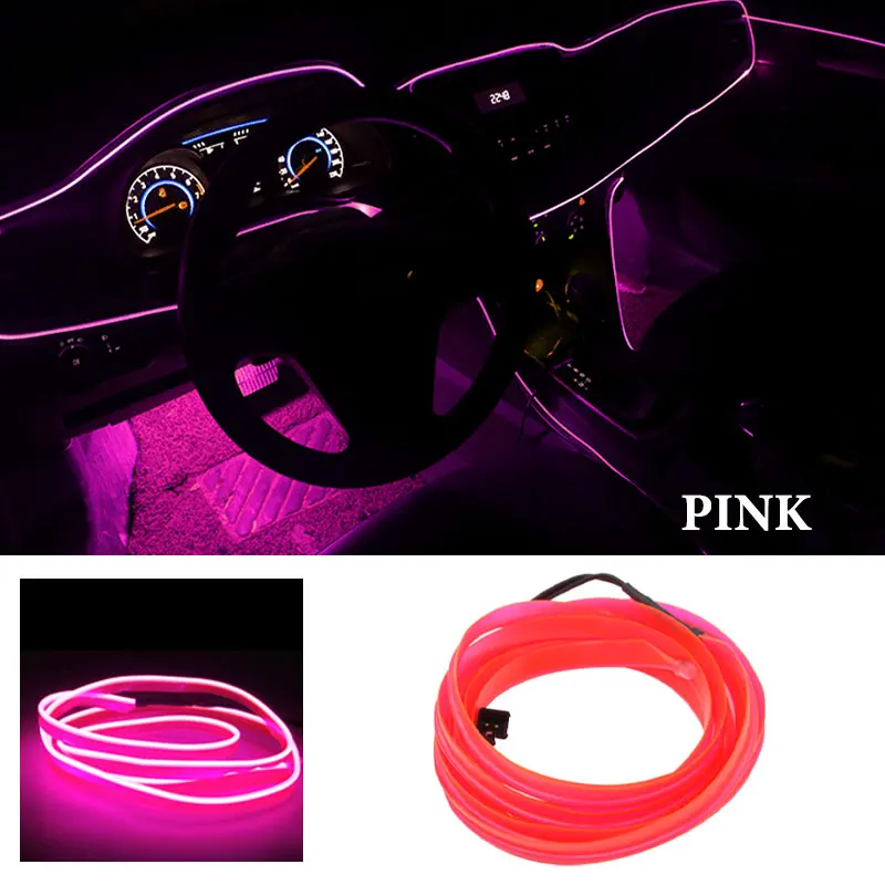 ตัวเลือกสินค้า 1 M/2 M/3 M/5 M ภายในรถ LED โคมไฟตกแต่ง EL สายไฟนีออนสําหรับ Auto DIY ยืดหยุ่น Ambient Light PARTY บรรยากาศไดโอด USB