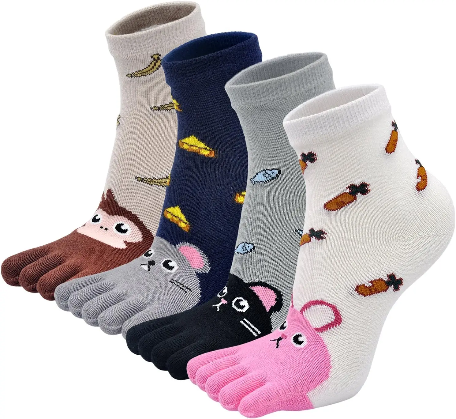 5pairs Animal Cartoon Five Fingers Sock Hosiery Toe Socks Toddler Kids Baby Girls Boys Winter Cotton Socks Cute Socks