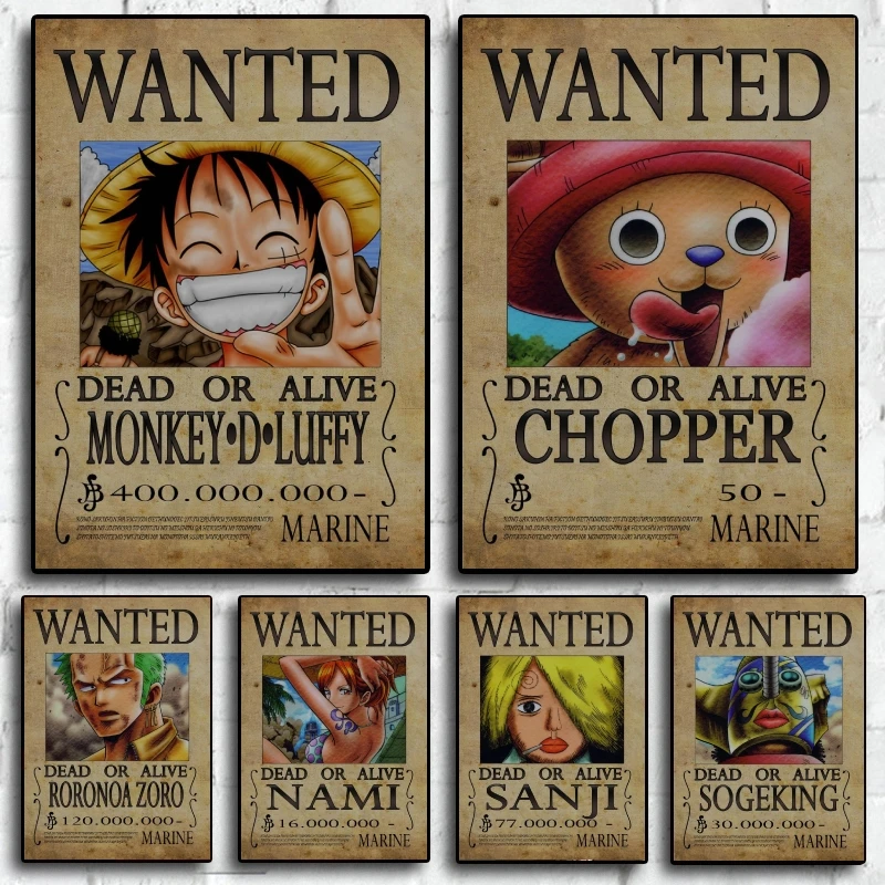 Hot Anime Poster One Piece Sanji WANTED Decor Gifts Living Room Decoration Paintings Children's Bedroom Decor Decorative anime home decor mural wall picture one piece luffy and zoro poster canvas painting living room bedroom decoration