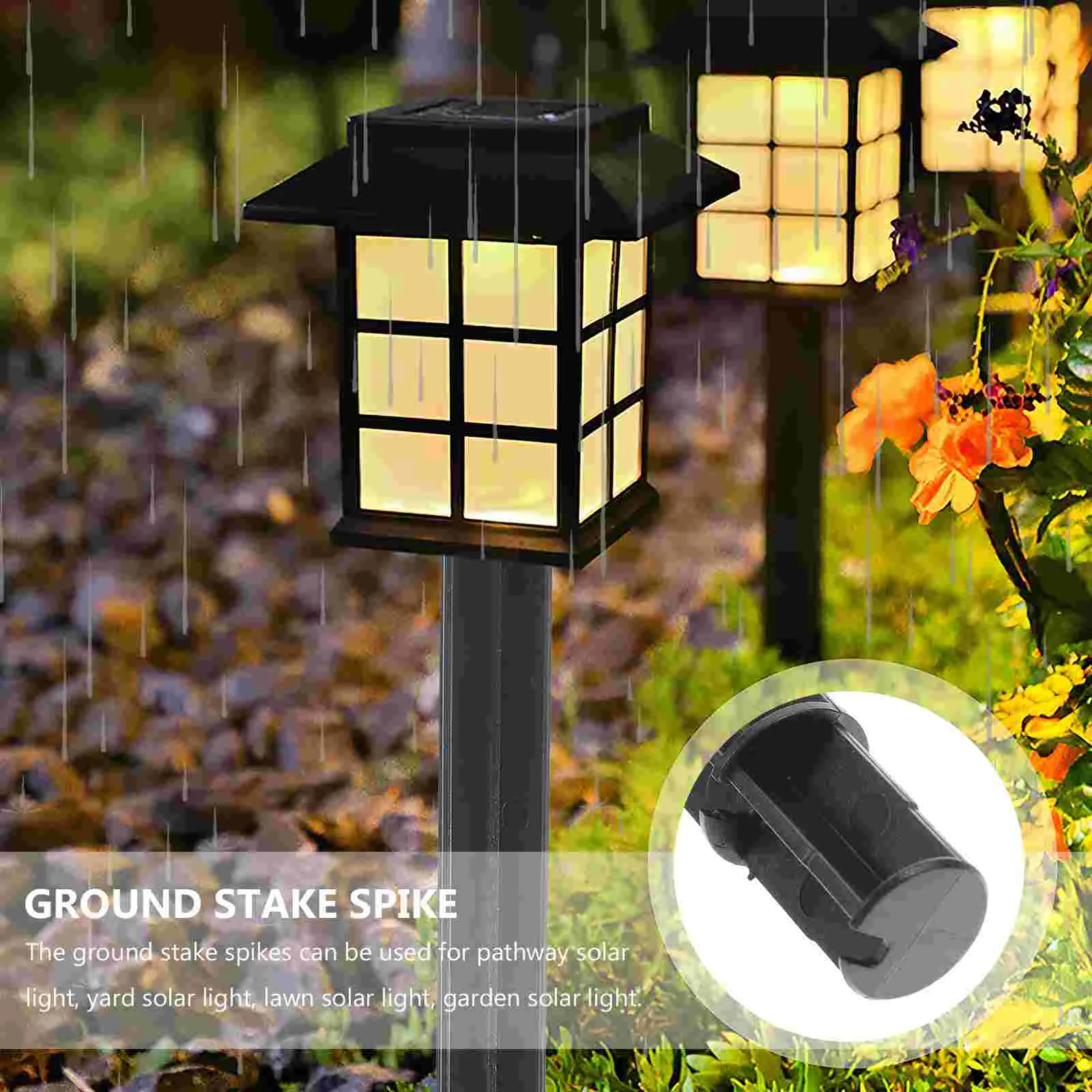Ground Cone Stake Spike Garden Solar Lamp Stakes for Outdoor Lights Plastic Lawn Replacement House solar garden lamp