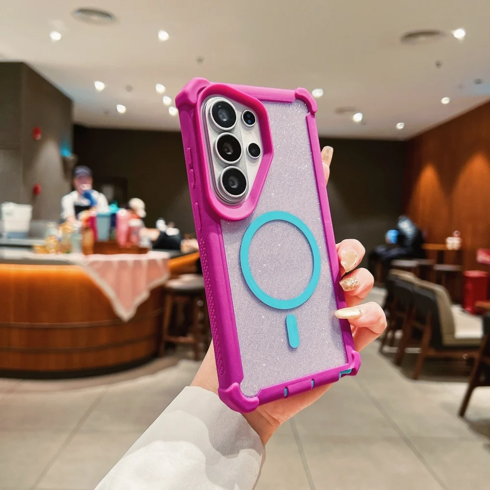 Radiant Glitter Magnetic Airbag Shockproof Case - Transparent Protective Cover