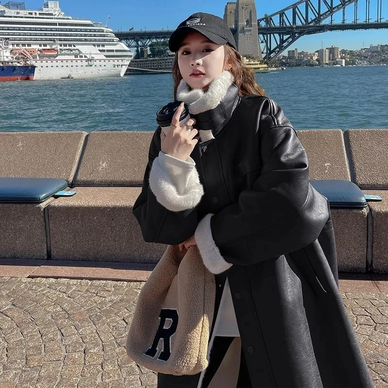 Pelliccia Una Giacca Soprabito Da Donna Autunno Inverno Nuova Pelliccia Di Agnello In Pelle Scamosciata Vintage Spessa Pelliccia Di Coniglio Parker Ca