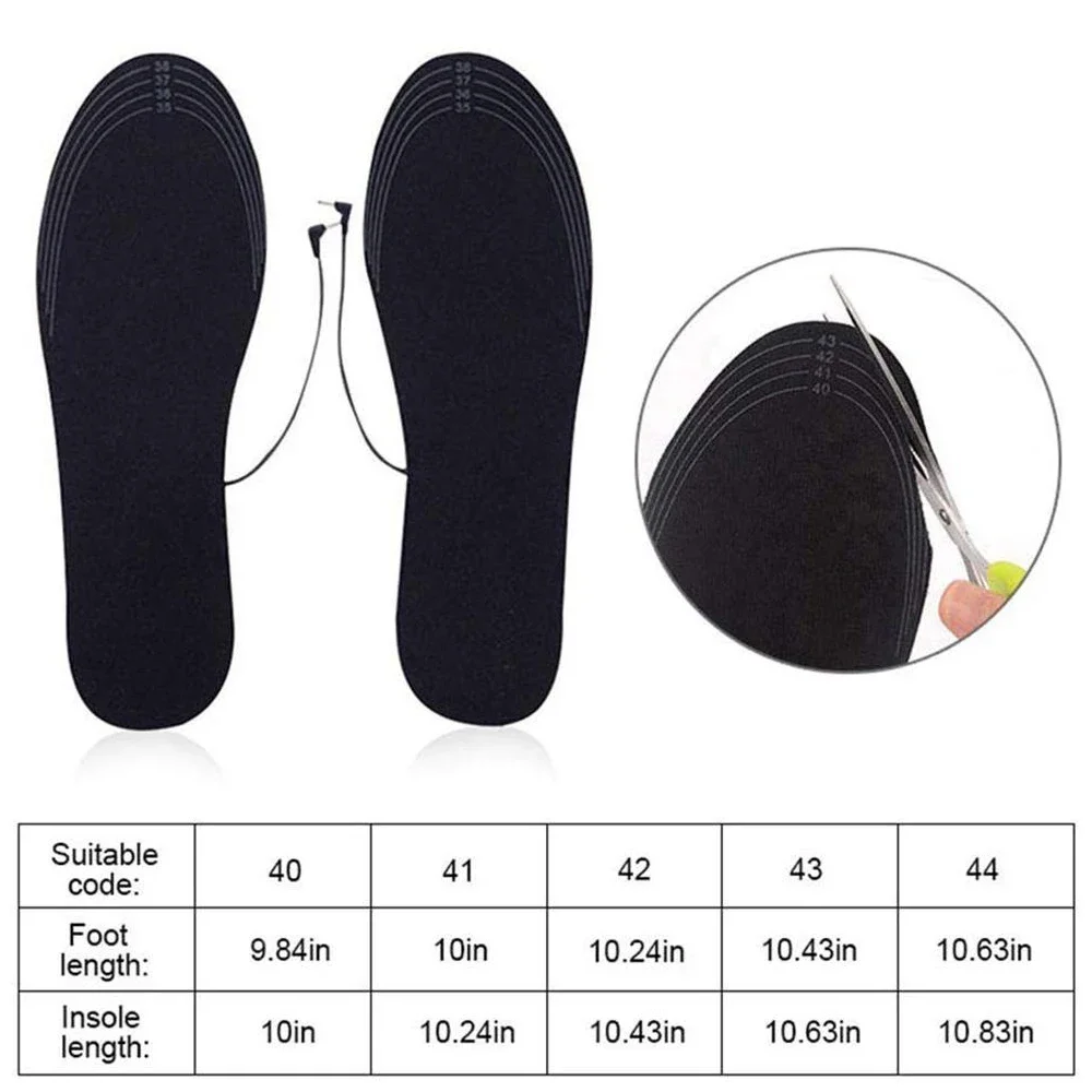 Heated Shoe Insoles USB Rechargeable Heated Insoles Size 35-46 DIY Customizable Electric Heated Shoes Pad for Outdoor Skiing Winter Foot Warmers