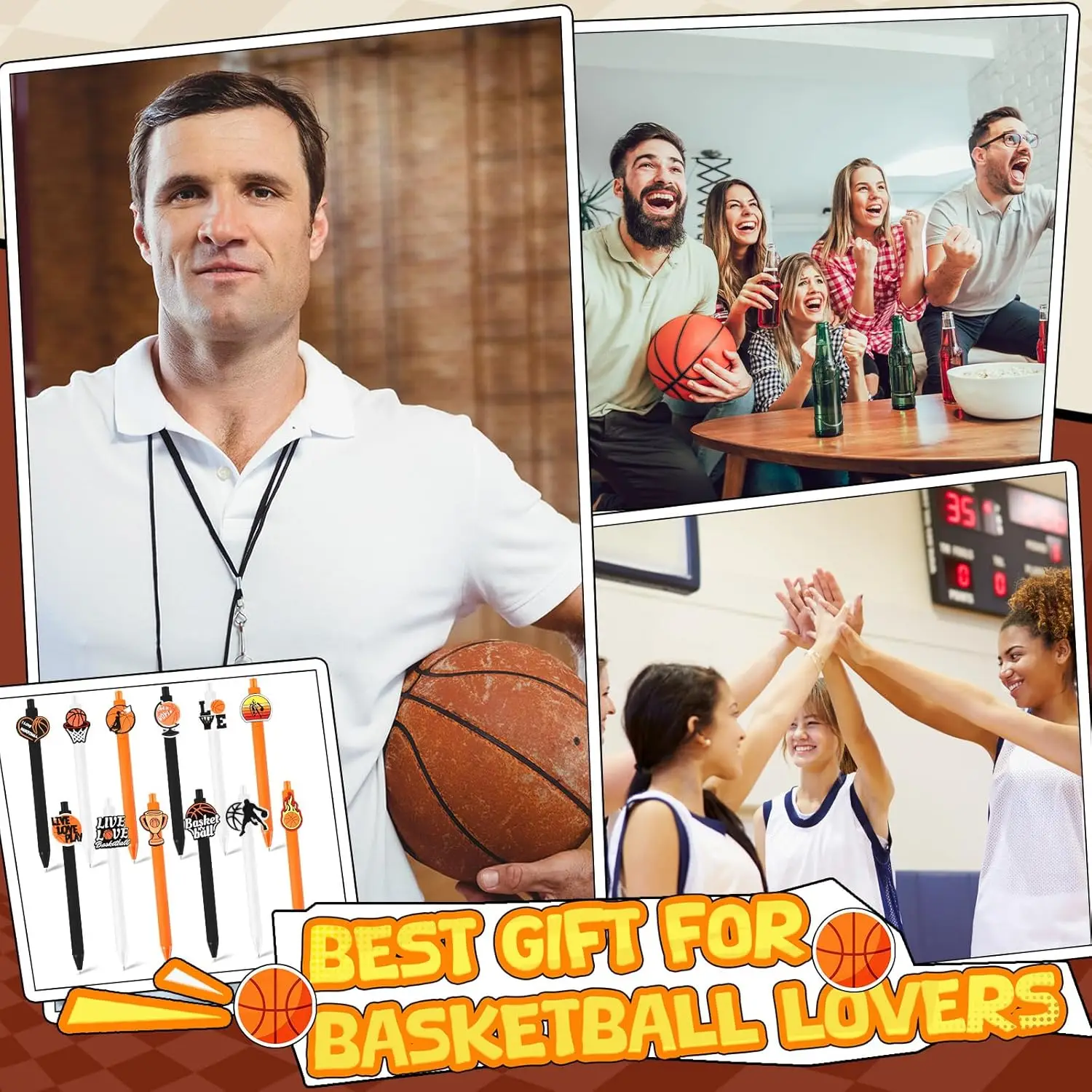 12 Pcs Basketball Pens Sports Themed Birthday Gifts Student Stationery Gifts Office Classroom Party Favors 5