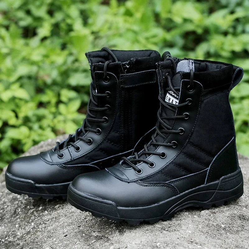 Mannen Tactische Militaire Leger Laarzen Ademend Leer Mesh Hoge Top Toevallige Woestijn Werkschoenen Heren SWAT Ankle Combat Boot