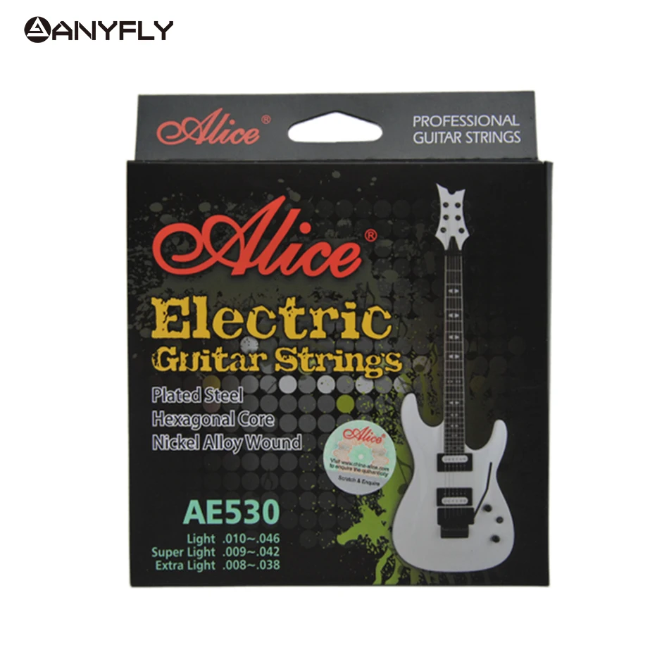 Original ALICE AE530 Electric Guitar Strings 1st-6th Light Super Light Extra Light Nickel Alloy Wound Full Set Hexagonal Core