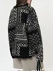 [LANMREM] Print Design Contrast Color Knit Sweater For Women Round Neck Long Sleeve Cardigan Coats 2025 Spring New 26C1702 4