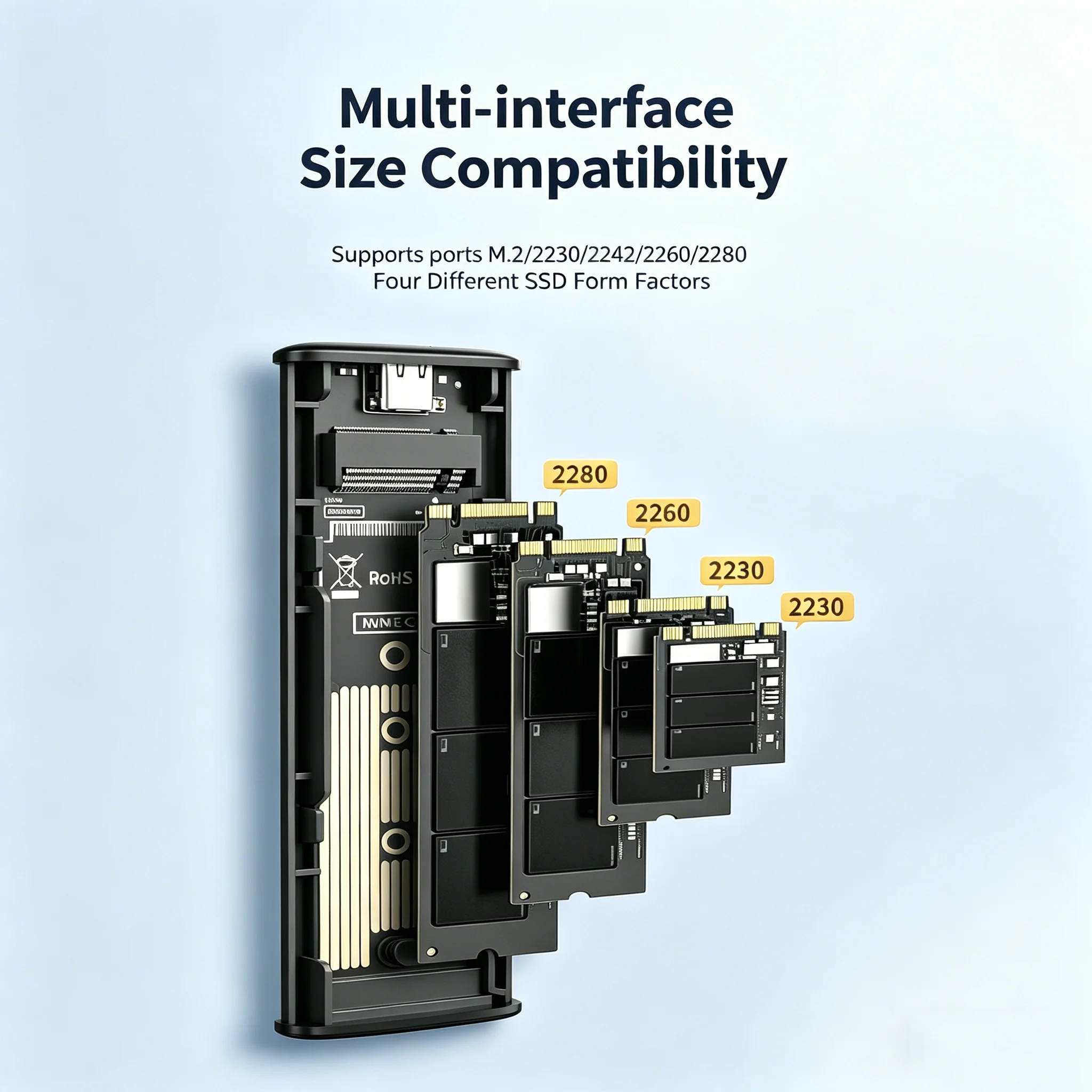 M.2 SSD 인클로저 NVMe SATA 알루미늄 듀얼 프로토콜 SSD 케이스 10Gbps USB3.1 PCI-E 솔리드 스테이트 드라이브 박스 툴리스 노트북 컴퓨터용