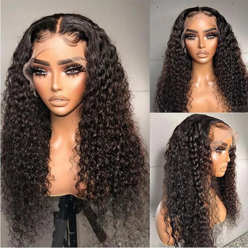 

Preplucked Long Middle Part 26inch Kinky Curly Black Lace Front Wigs For Women With Baby Hair Daily Wear Glueless Cosplay Wigs