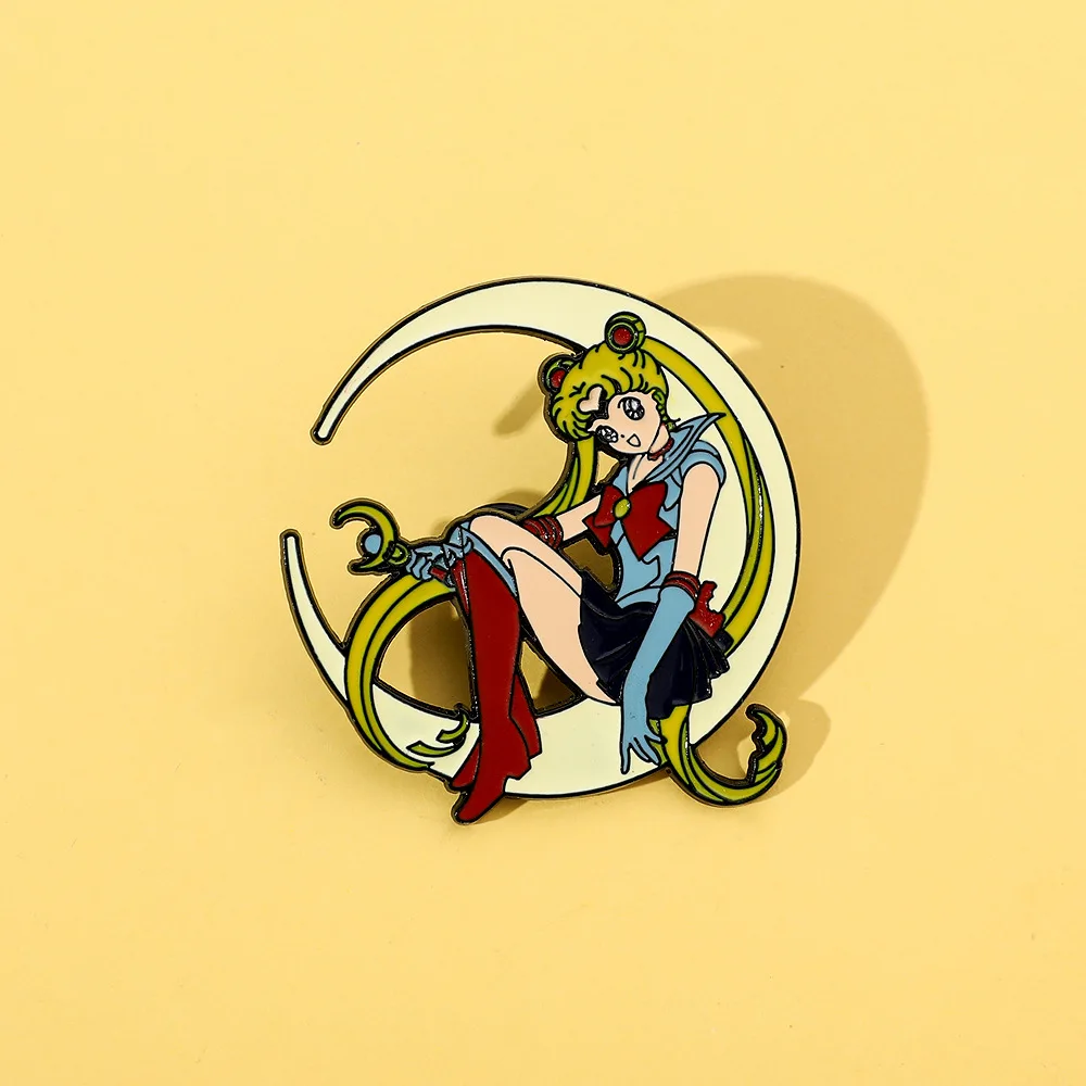 

Sailor Moon Tsukino Usagi Princess Serenity New Queen Serenity Cosplay Props Metal Badge Pin Alloy Brooch Accessories Xmas Gift