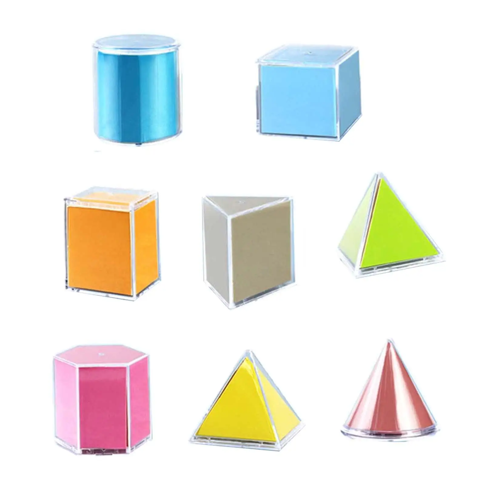 8Pcs Geometric Shape Blocks Educational Toy Math Learning Material for Children Teacher Supplies Math Helper Preschool Ages 3+