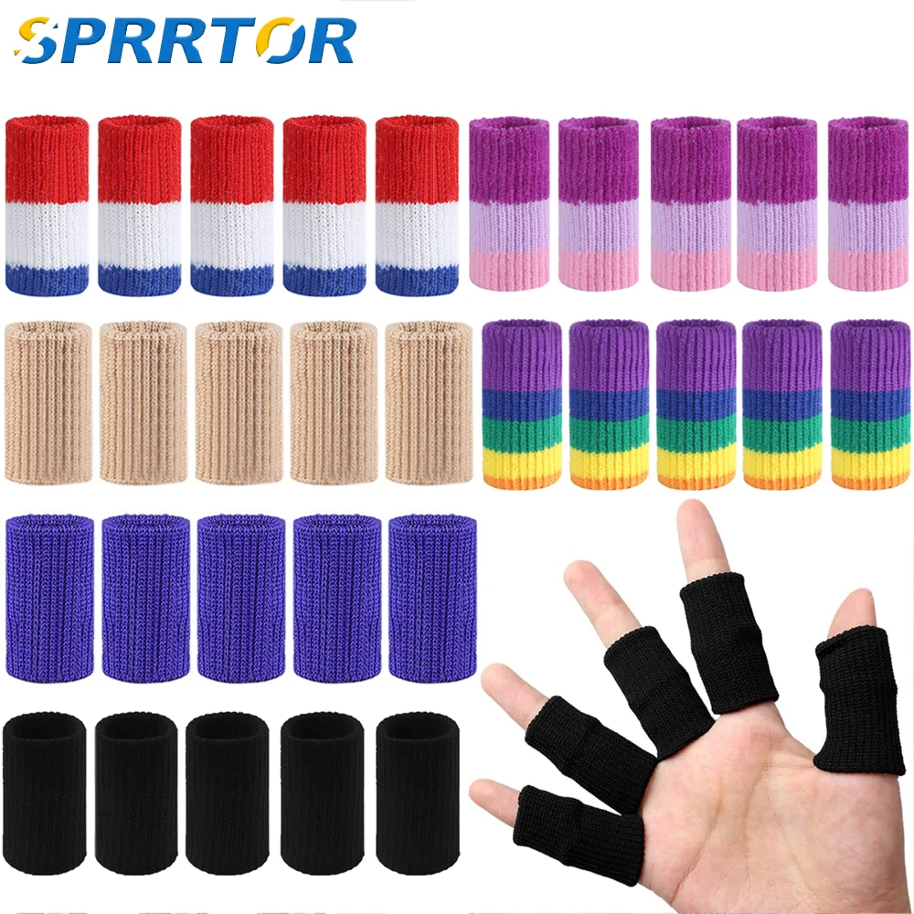 Protectores de mangas para dedos, protectores deportivos para dedo, férula, soporte elástico para dedo pulgar, para aliviar el dolor, 10 piezas