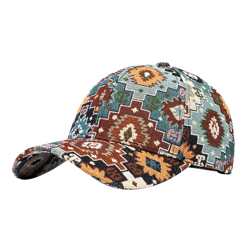 Women's Baseball Cap Year-Round Printed Design with Jacquard Craft Colorful Patterns Cotton-Polyester Blend Adjustable Size