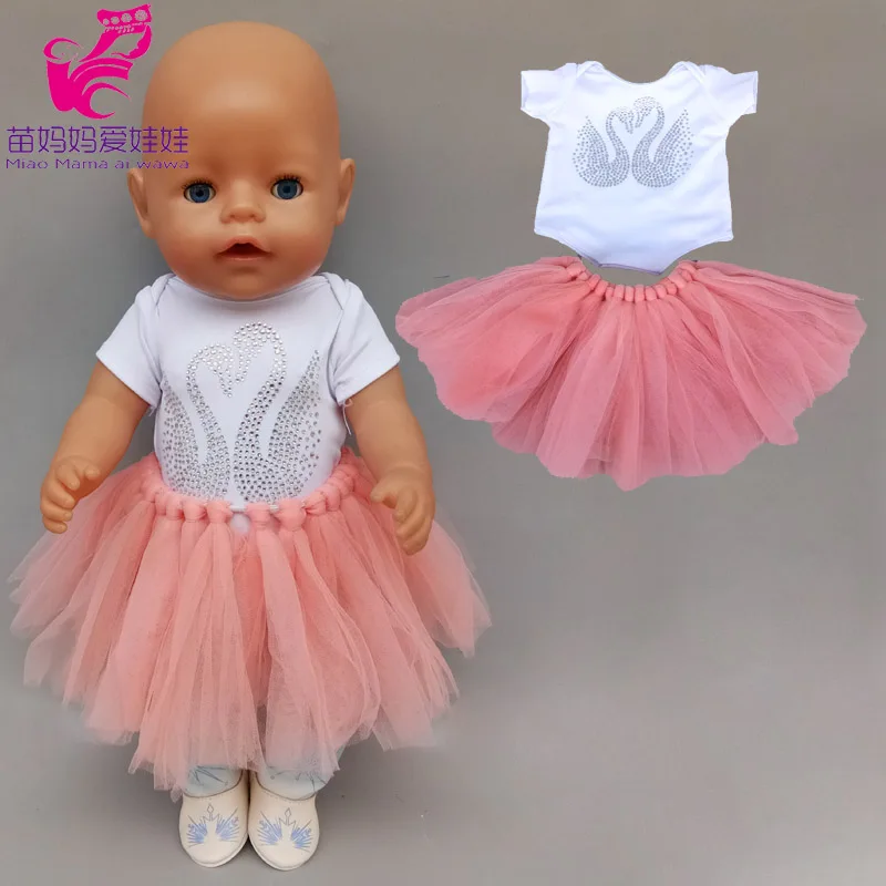 

18 inch doll pink swan lace princess dress fit for 43cm baby doll dress 18" doll clothes